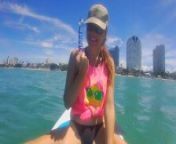 OPEN SEA Masturbation disturbed by Fishermen Boat # Pussy FUCK on SUP by Glass Dildo toy from mofos public open puck up