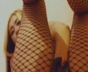 fucking myself with a black dildo with a butt plug, in fishnet pantyhose, cumming, squirting, moanin from sone lau