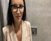 The boss fucked a lustful secretary in the toilet from potty in toilet