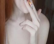 redhead girl smokes a cigarette from siberian Бабко
