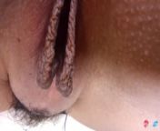 Big pussy lips fingering very close up! from huge labia pussy