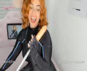 Black widow cosplay big butt girl sucking and fucking with her sex machine from maavee