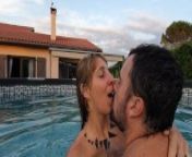 He suddenly takes my bikini off to fuck me in the swimming pool from caugt outdoor sex