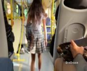 The girl flashing her pussy on the bus, I got excited and offered her to have sex on the beach from publibus