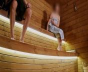 SAUNA ADVENTURE PT1: I show my hard cock to three people in the sauna from samuna